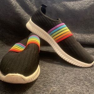 Rainbow slip on tennis shoes